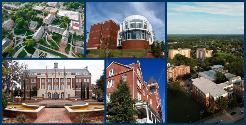 a collage of five different images of historically black colleges and universities