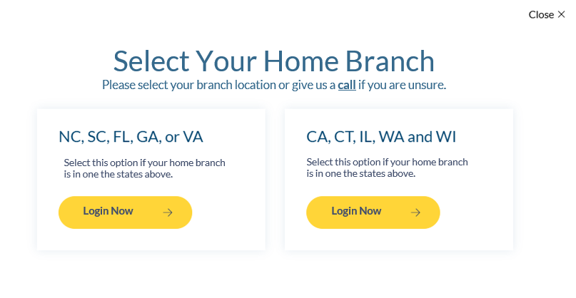 State selection login modal